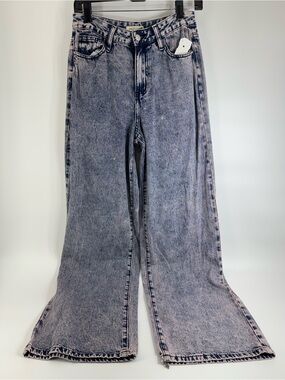⚙️ 3For$30 ⚙️ Machine Women's Acid Wash Wide-Leg Jeans in Light Blue